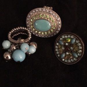 Turquoise Fashion Rings x3